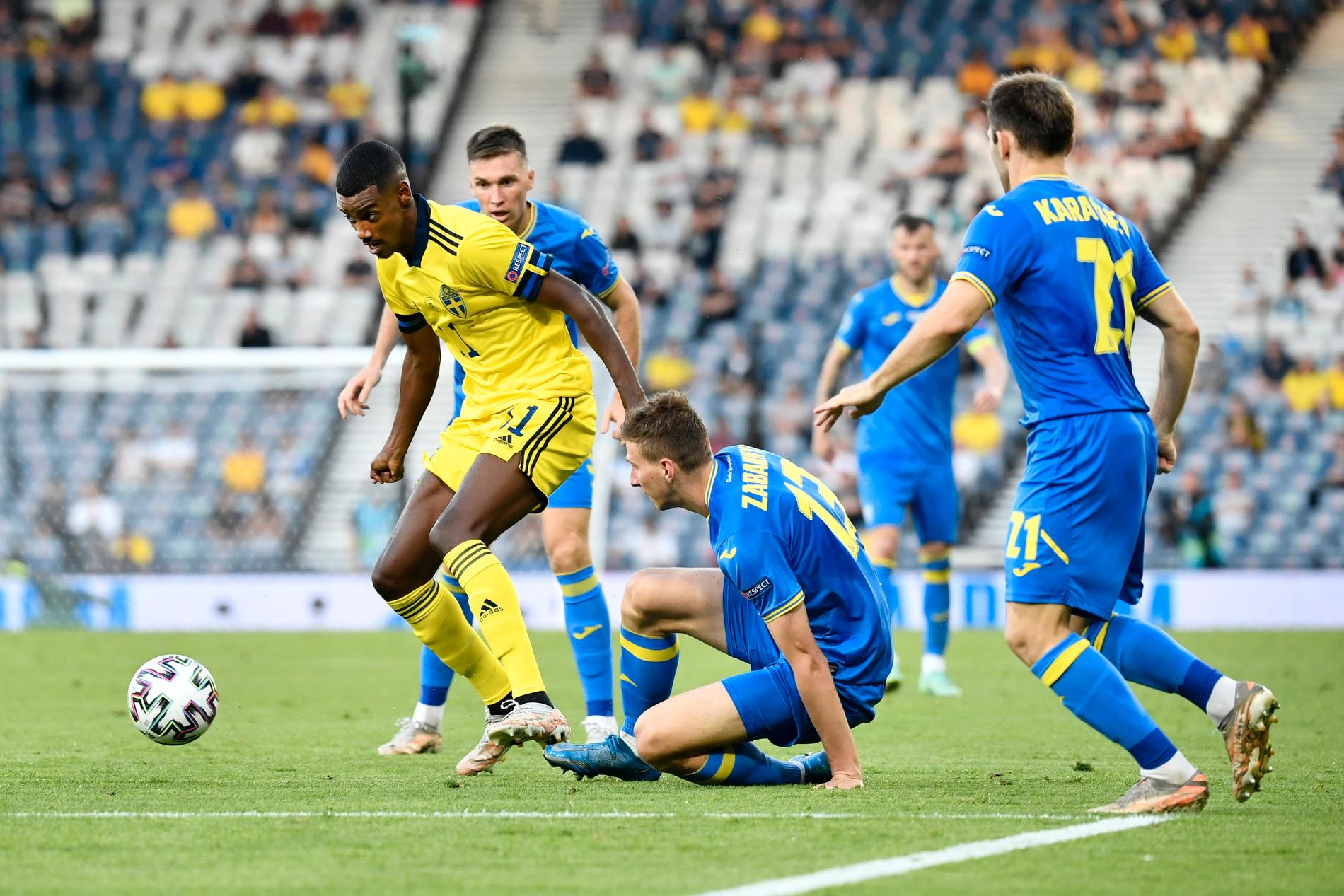 Sverige mot Ukraina under EM i fjol.
