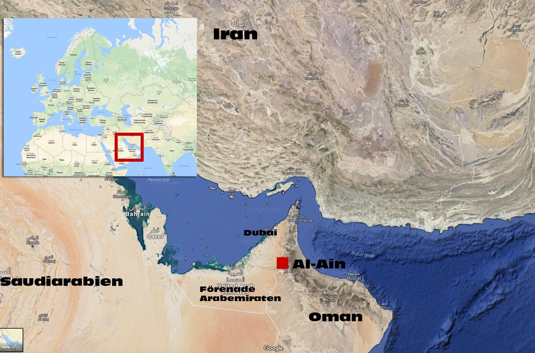 Al Ain med 600 000 invånare är den fjärde största staden i Förenade Arabemiraten och ligger vid gränsen mot Oman.