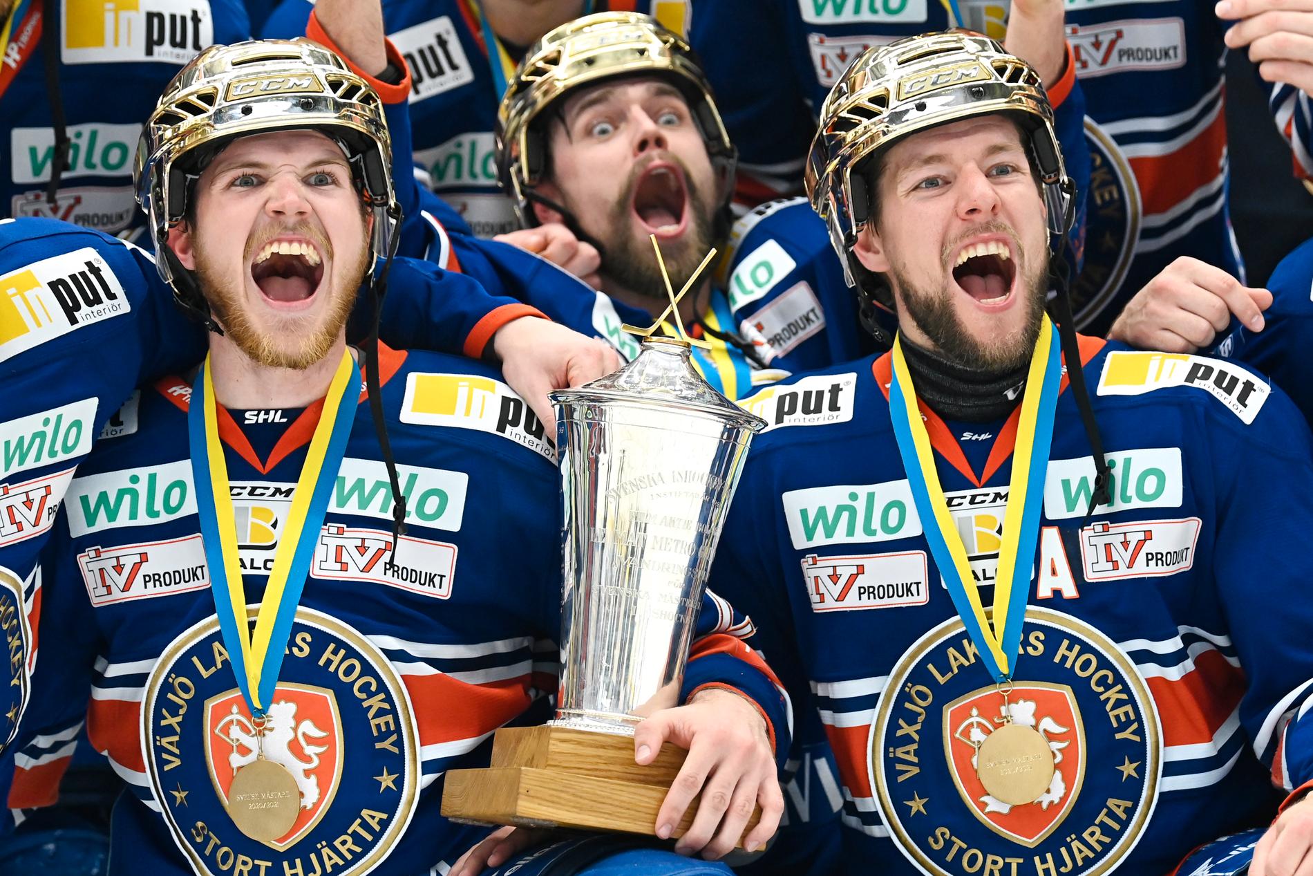 ​Linus Nässén (till vänster) vann SM-guld med Växjö 2021.