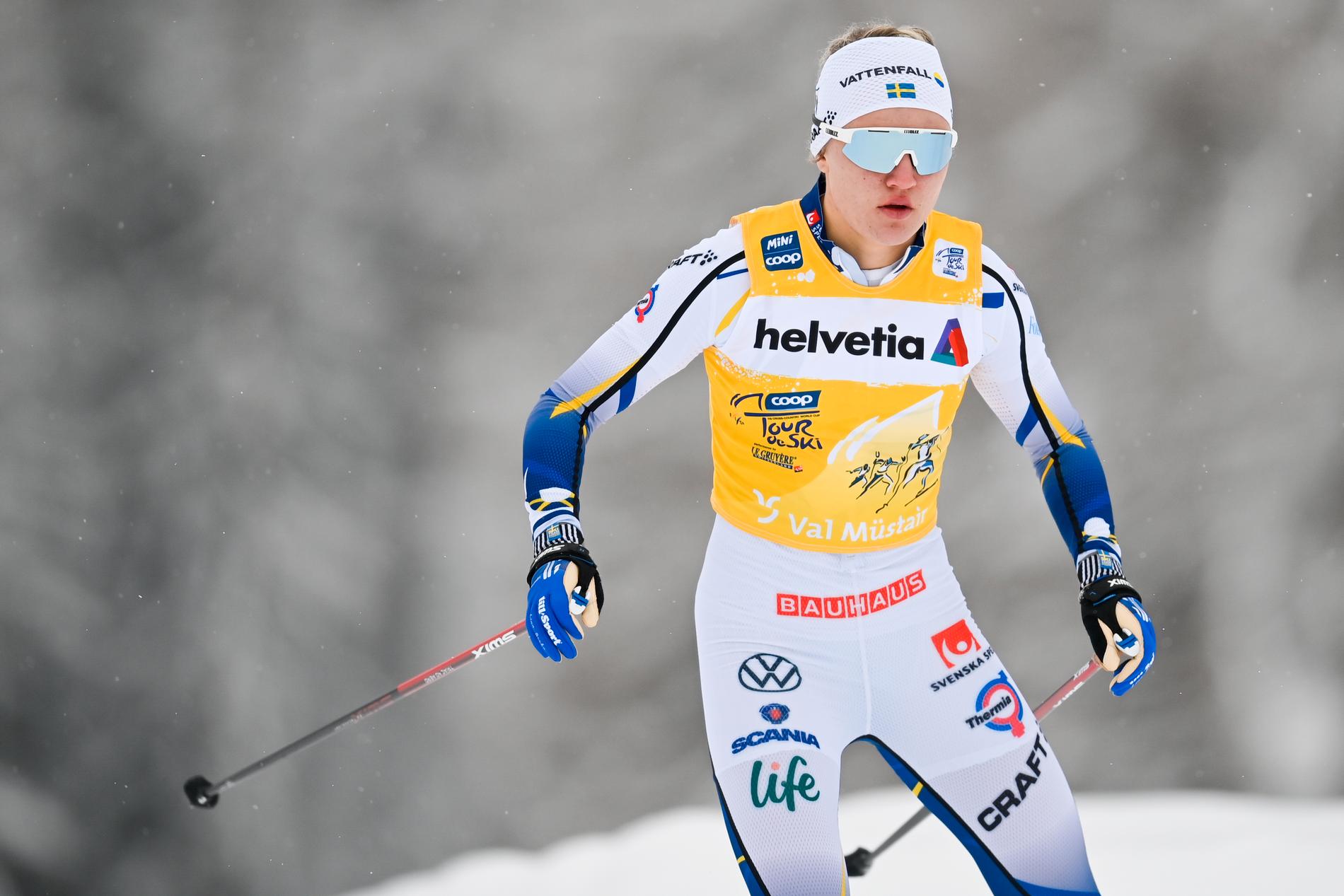 Linn Svahn under Tour de ski i januari 2021. Arkivbild.