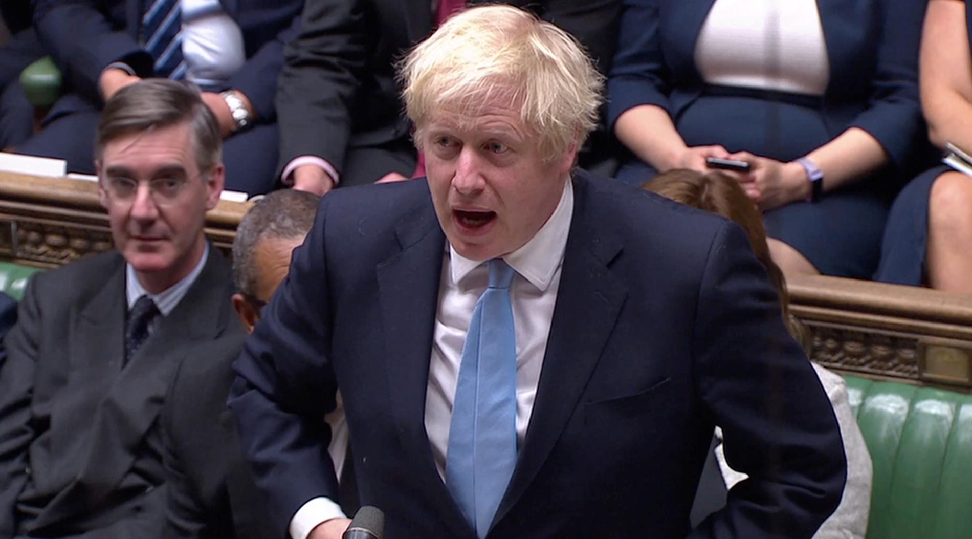 Storbritanniens premiärminister Boris Johnson i underhuset i London.