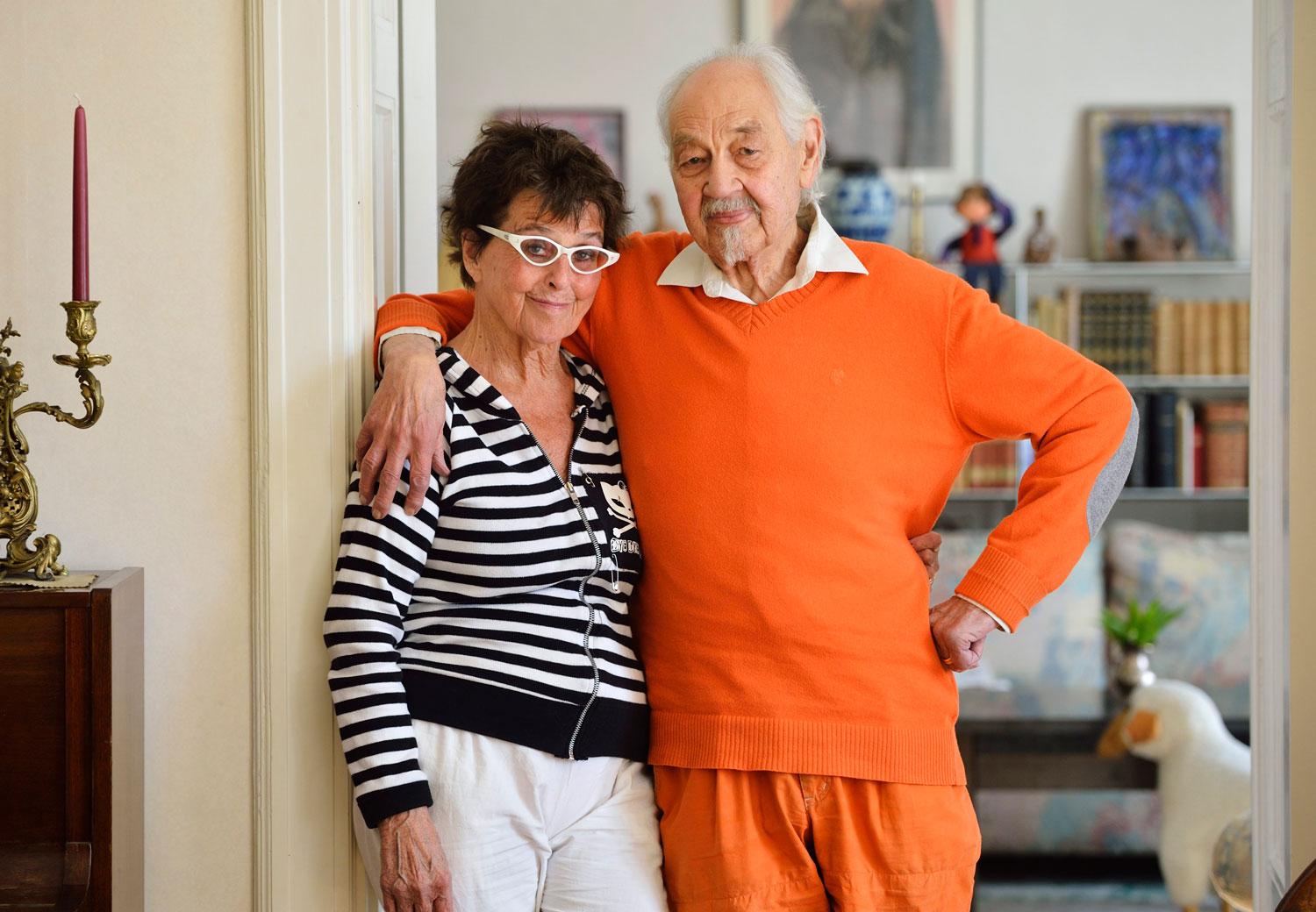 Yvonne Lombard och Lennart Hellsing i samband med Lombards 85-årsdag,