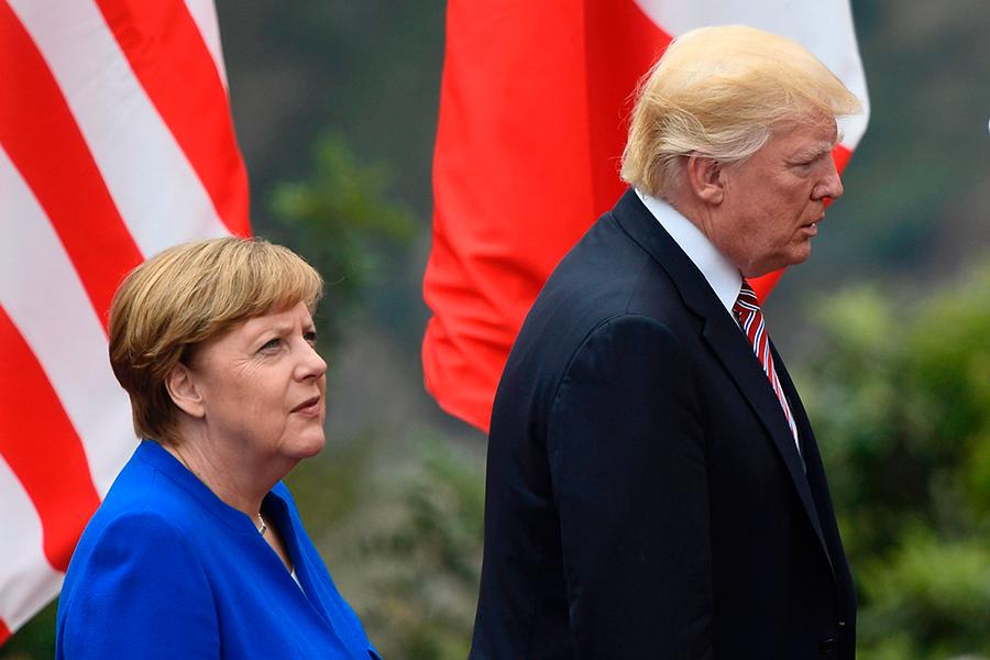 Tysklands förbundskansler Angela Merkel och USA:s president Donald Trump.