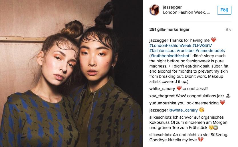 På sin Instagram avslöjar modellen Jazz Egger sanningen bakom de glammiga bilderna.