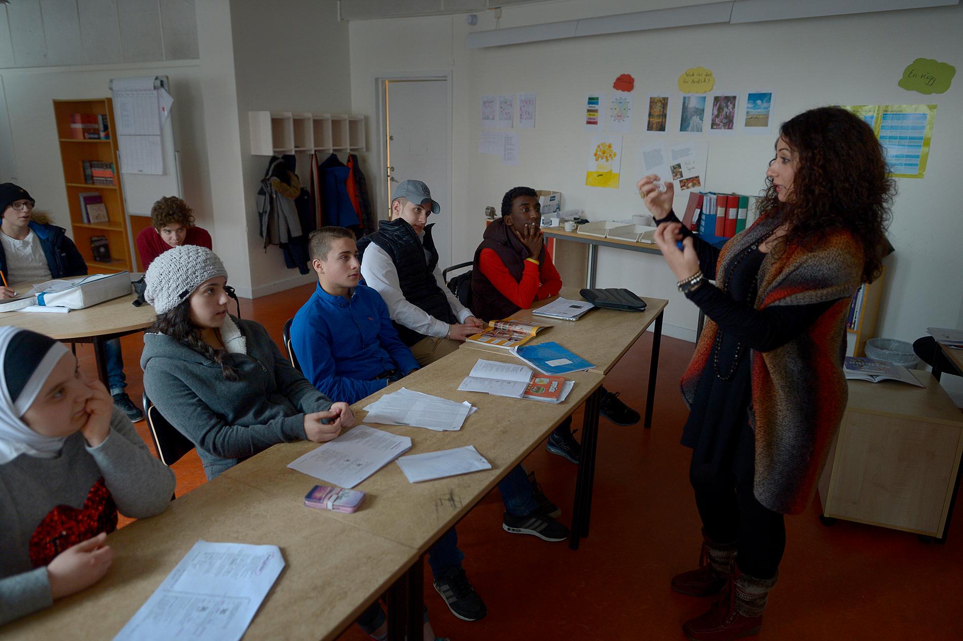 Undervisningen i förberedelseklassen sker parallellt på svenska och arabiska.