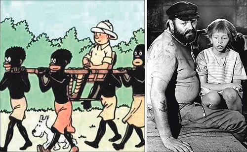 "Tintin i Kongo" och Pippis pappas jobb, debattören ser ett mönster i vilken satir som anses värd att försvara.