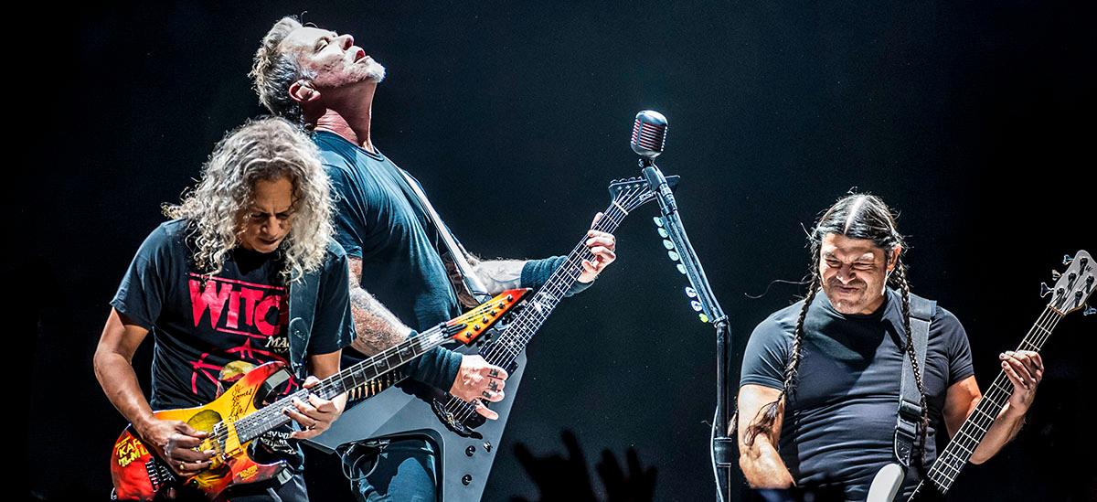 Metallica samlar in pengar till välgörenhet med ny liveplatta. Bild från bandets spelning på Globen i Stockholm 5 maj 2018.