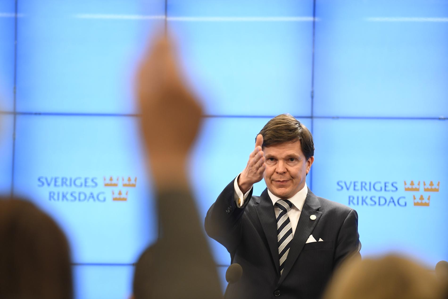 Talman Andreas Norlén meddelar att han tänker föreslå Ulf Kristersson (M) som statsministerkandidat.