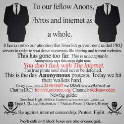 Anonymous publicerade hot mot Sverige på ett internetforum.