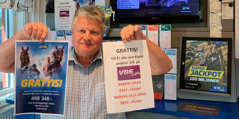 Bengt-Arne ”Baben” Persson drog in 468 000 kronor på V86 till ICA Supermarkets andelsspelare i Sveg