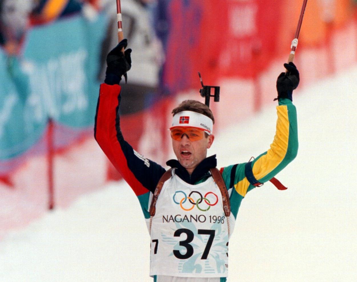 Björndalen efter OS-guld i Nagano 1998 (!).