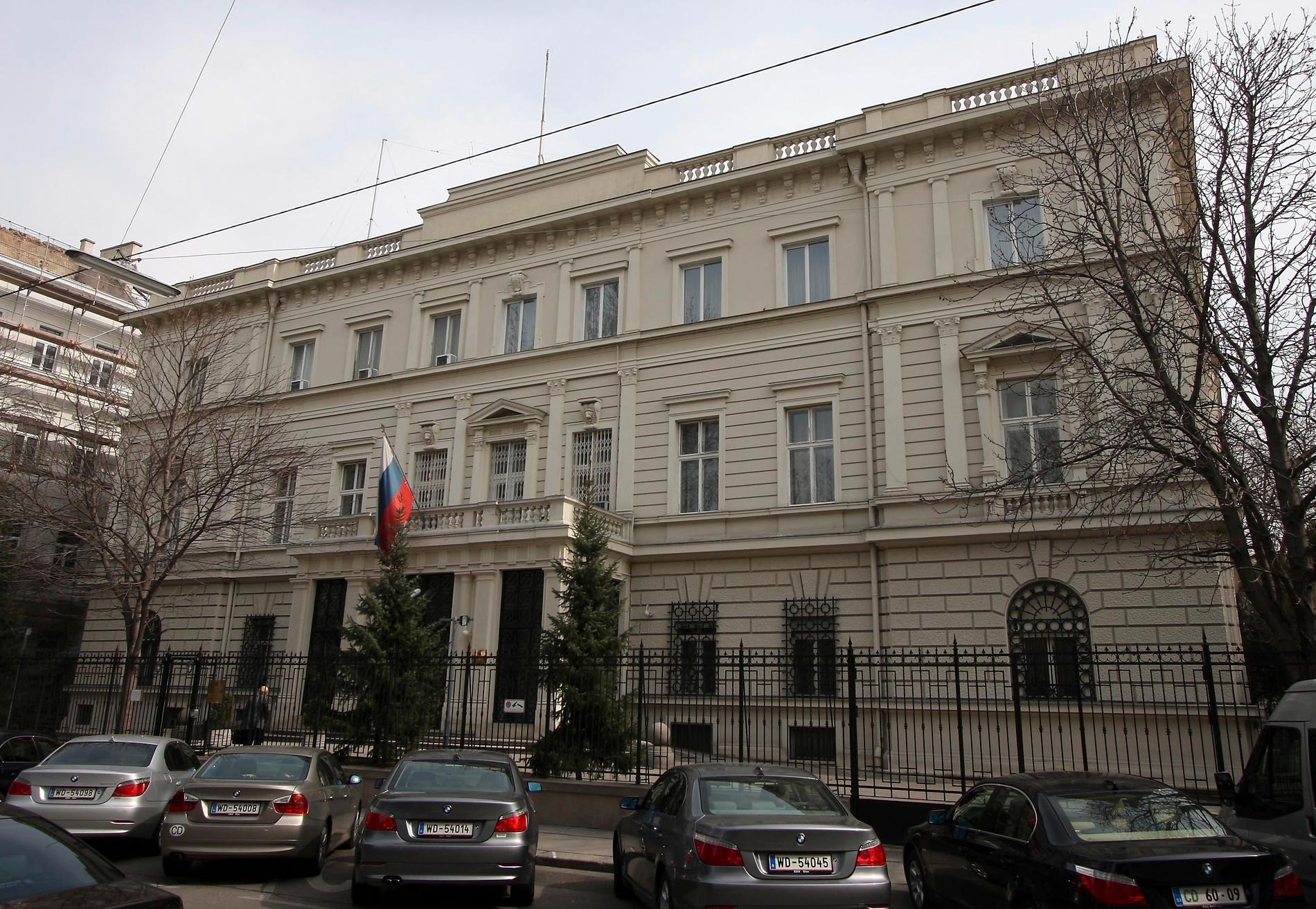 Arkivbild på Rysslands ambassad i Österrikes huvudstad Wien, där en spionhärva nu nystas upp.