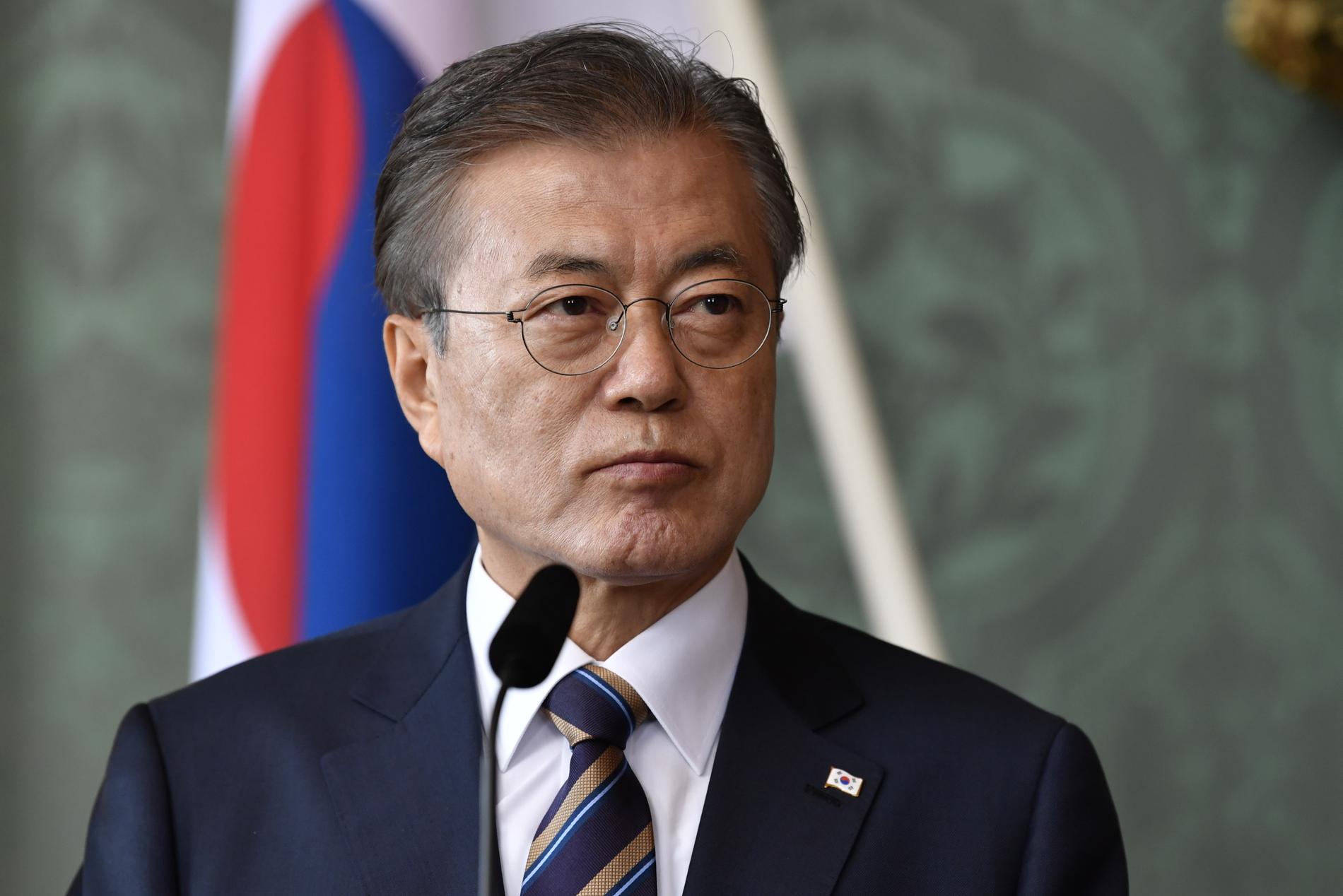 Sydkoreas president Moon Jae-In under ett besök på Kungliga slottet. Sydkoreas presidentpar är på ett två dagar långt statsbesök i Sverige.