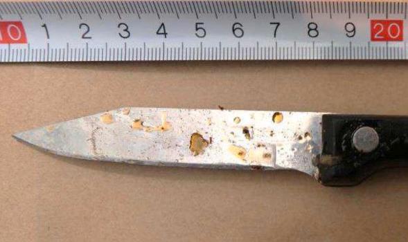 En av flera knivar som hittades i villan i Upplands Väsby.