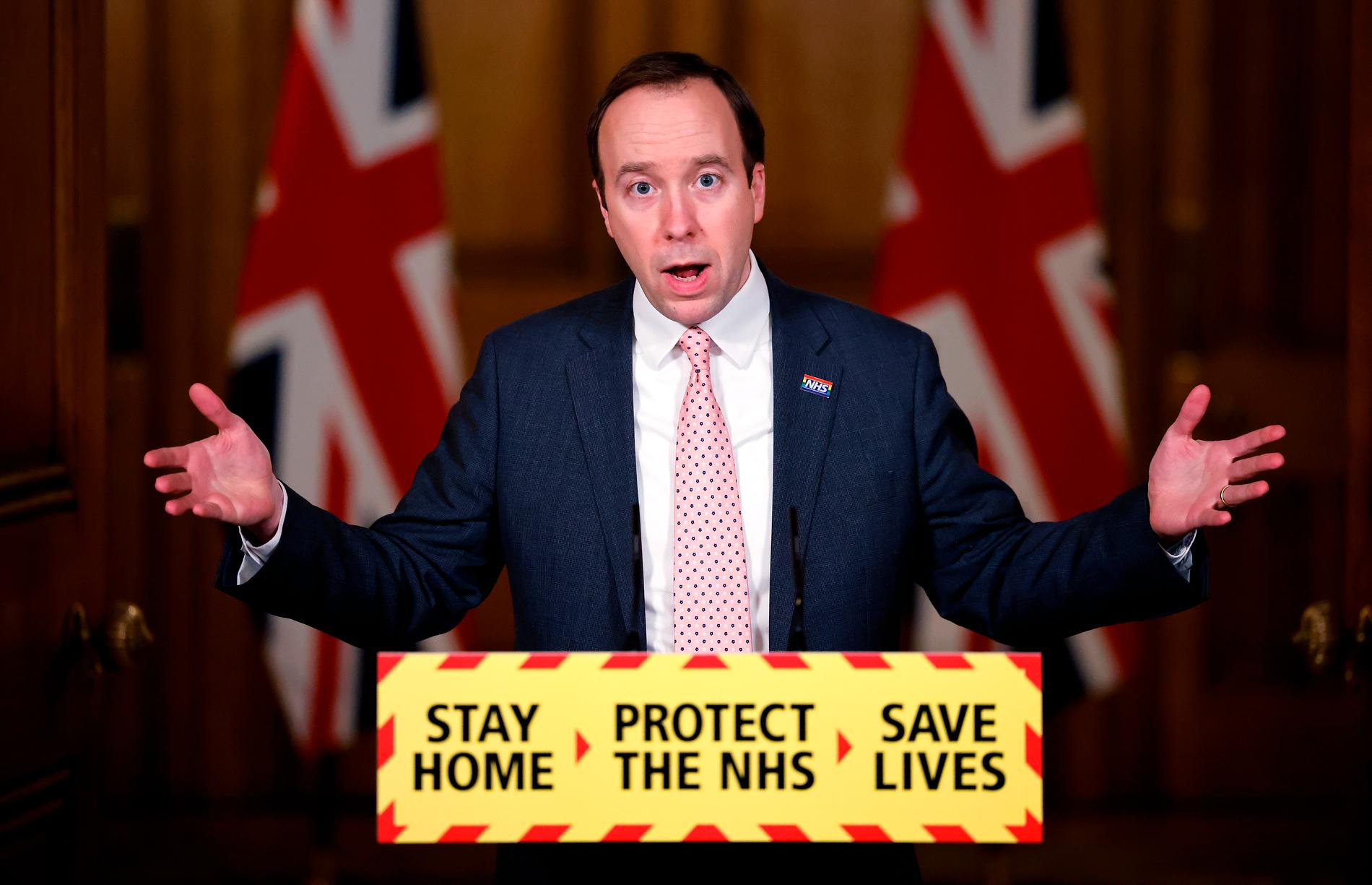 Storbritanniens hälsominister Matt Hancock.