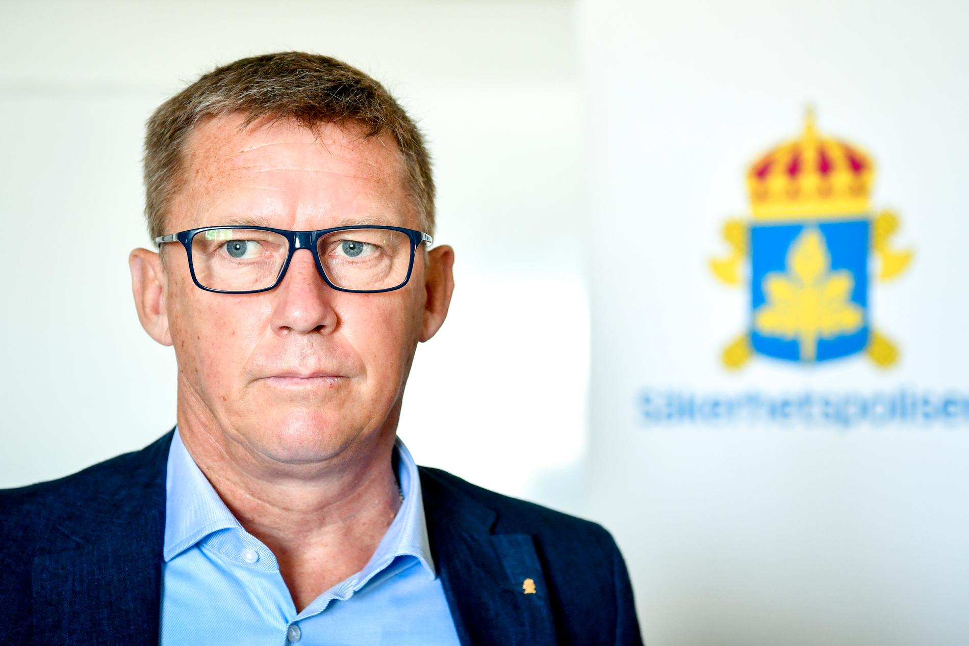 Klas Friberg, Säpo-chef, intervjuades av TT i Visby under Almedalsveckan.