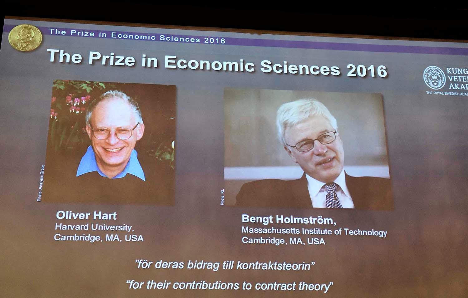 Oliver Hart och Bengt Holmström får ekonomipriset till Alfred Nobels minne 2016.