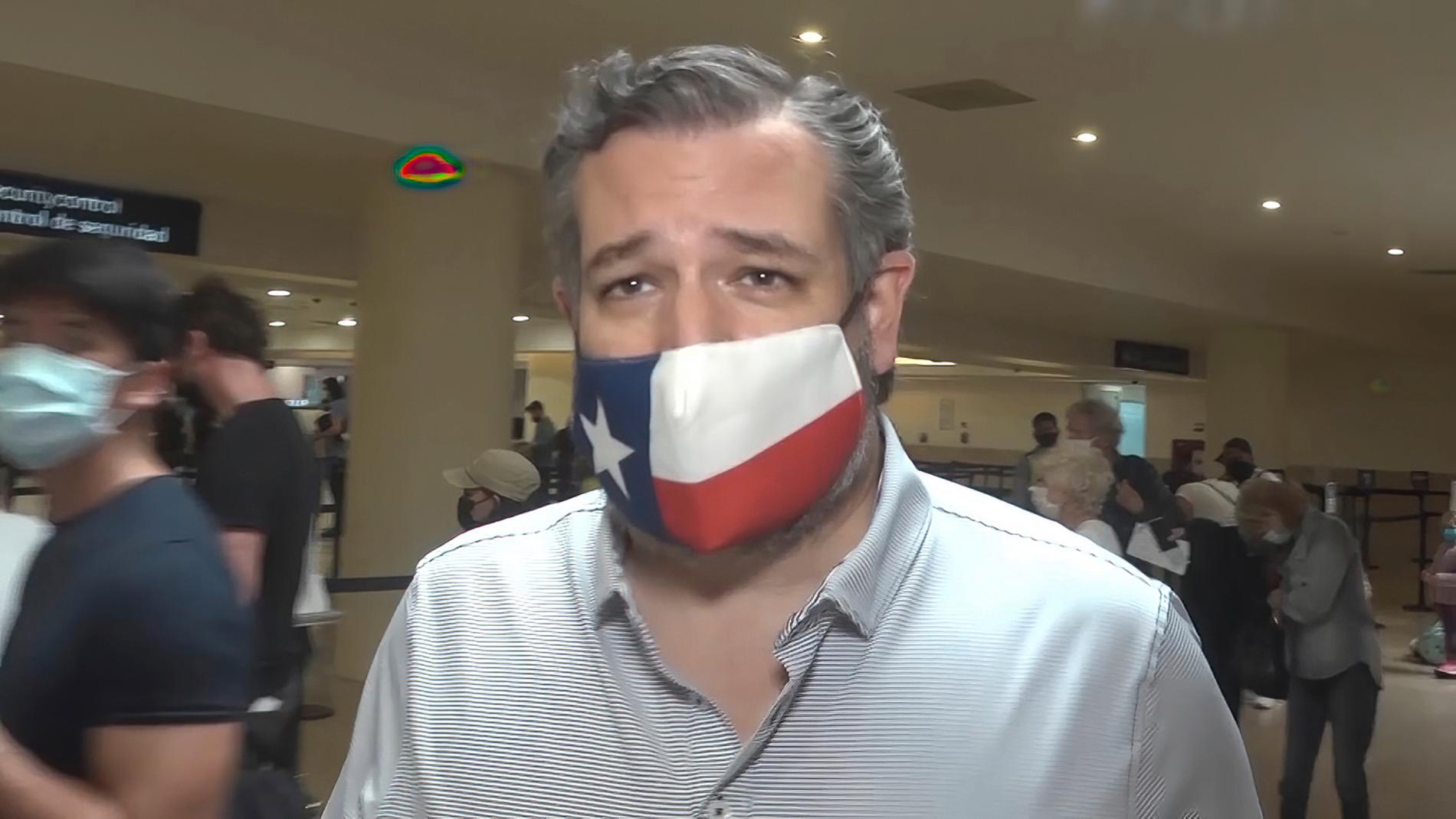 Ted Cruz på väg hem från Cancún.