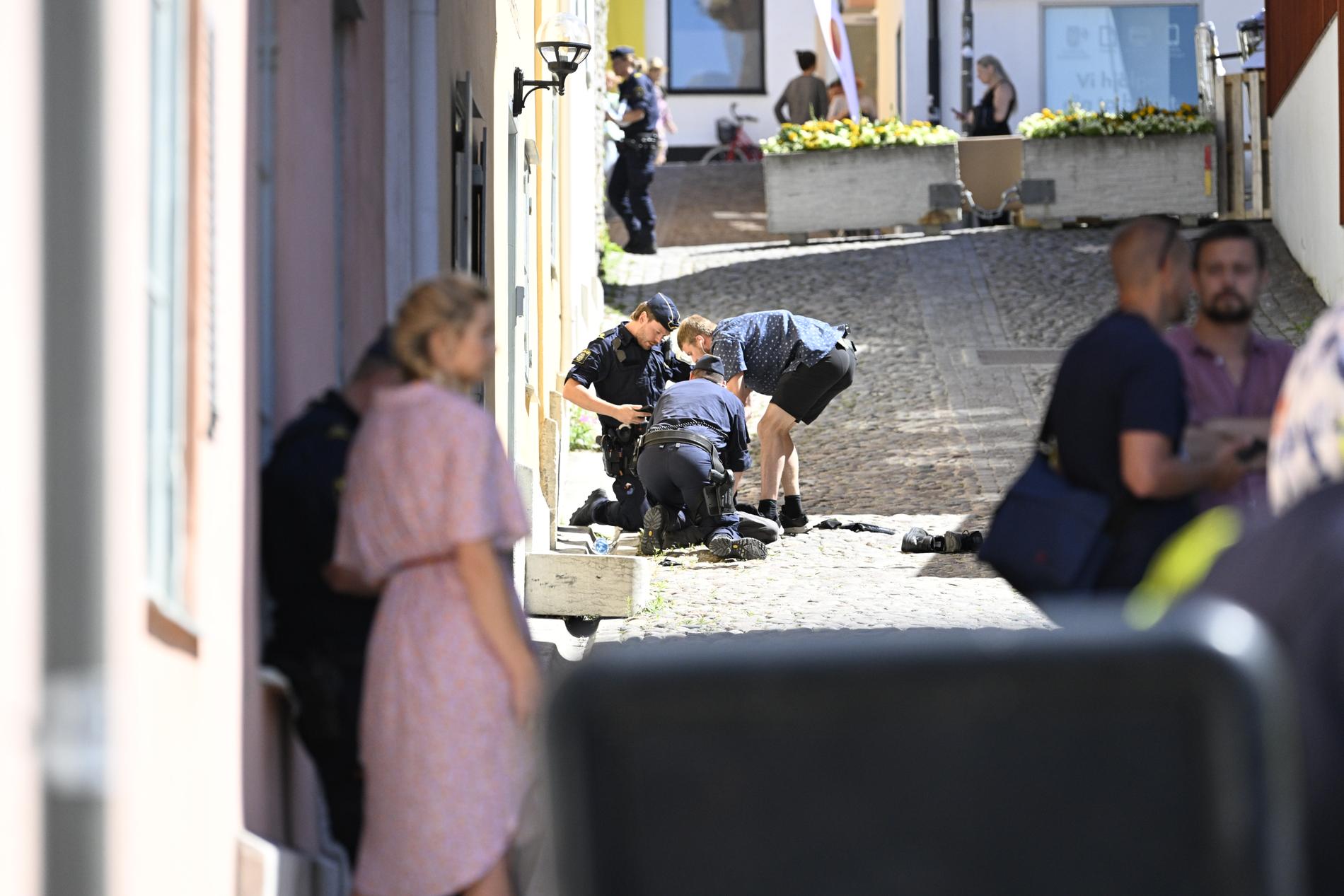 Gärningsmannen greps i samband med händelsen i Visby.
