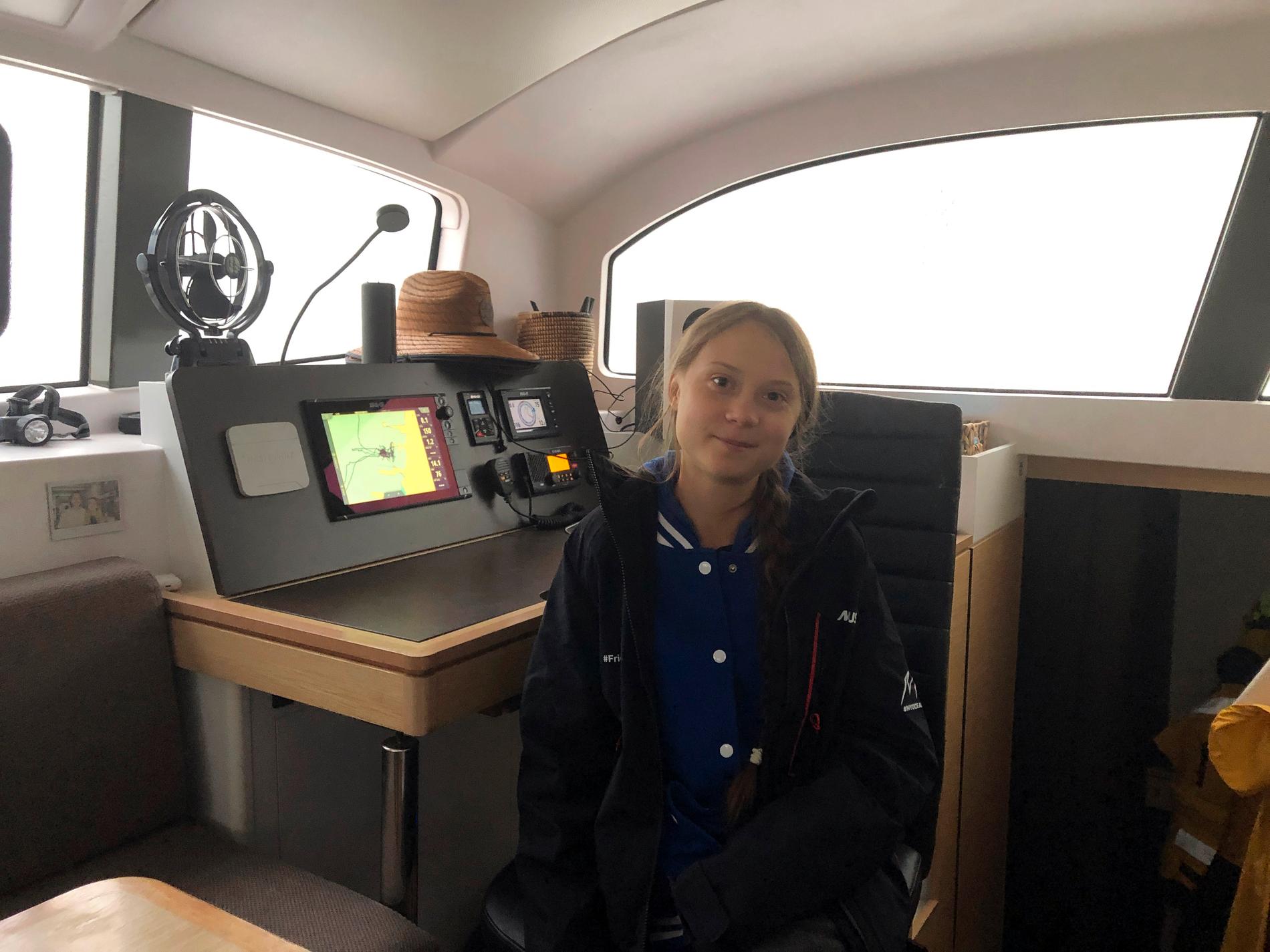 Greta Thunberg ombord La Vagabonde.