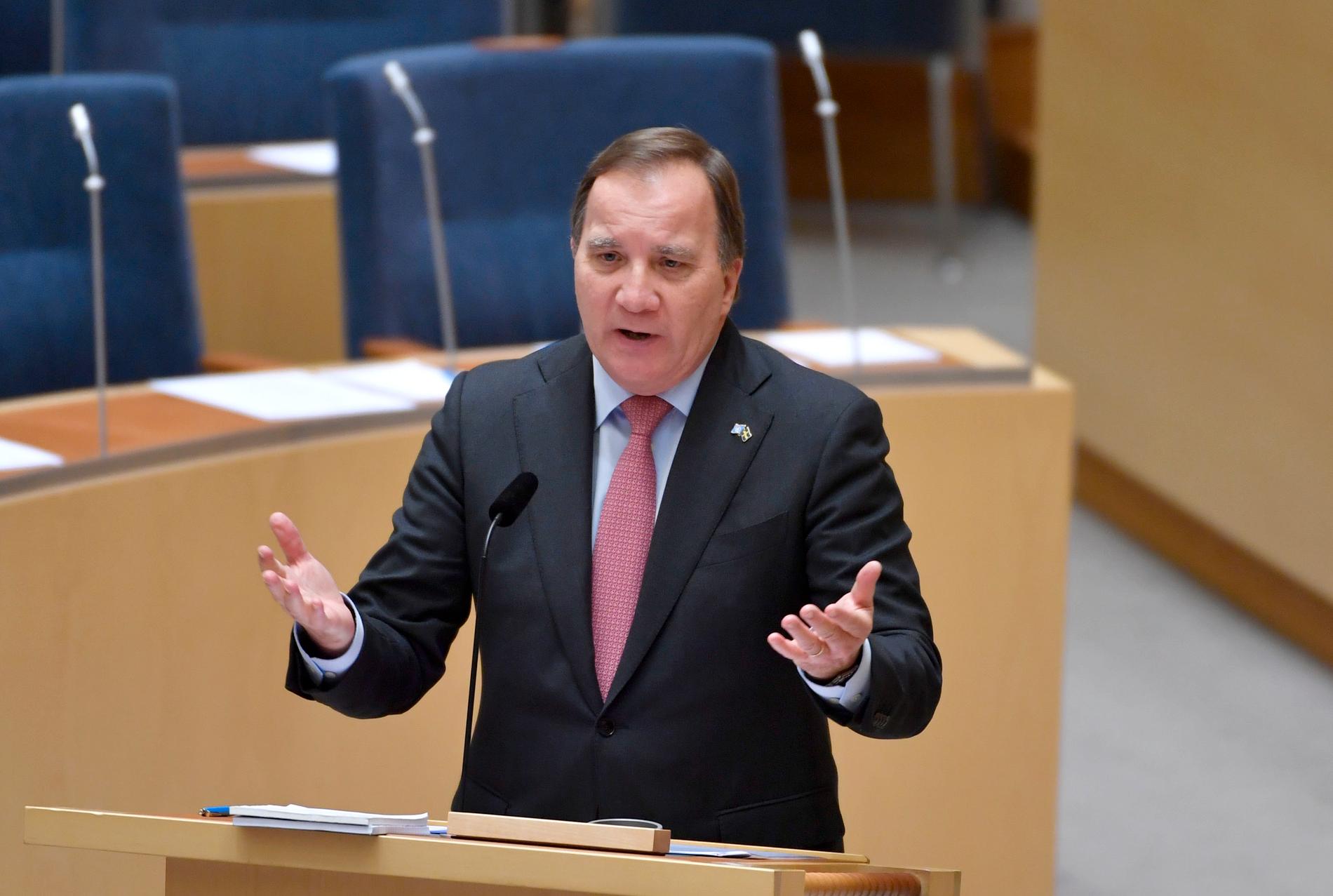 Statsminister Stefan Löfvens (S) sista frågestund i riksdagen. Arkivbild.