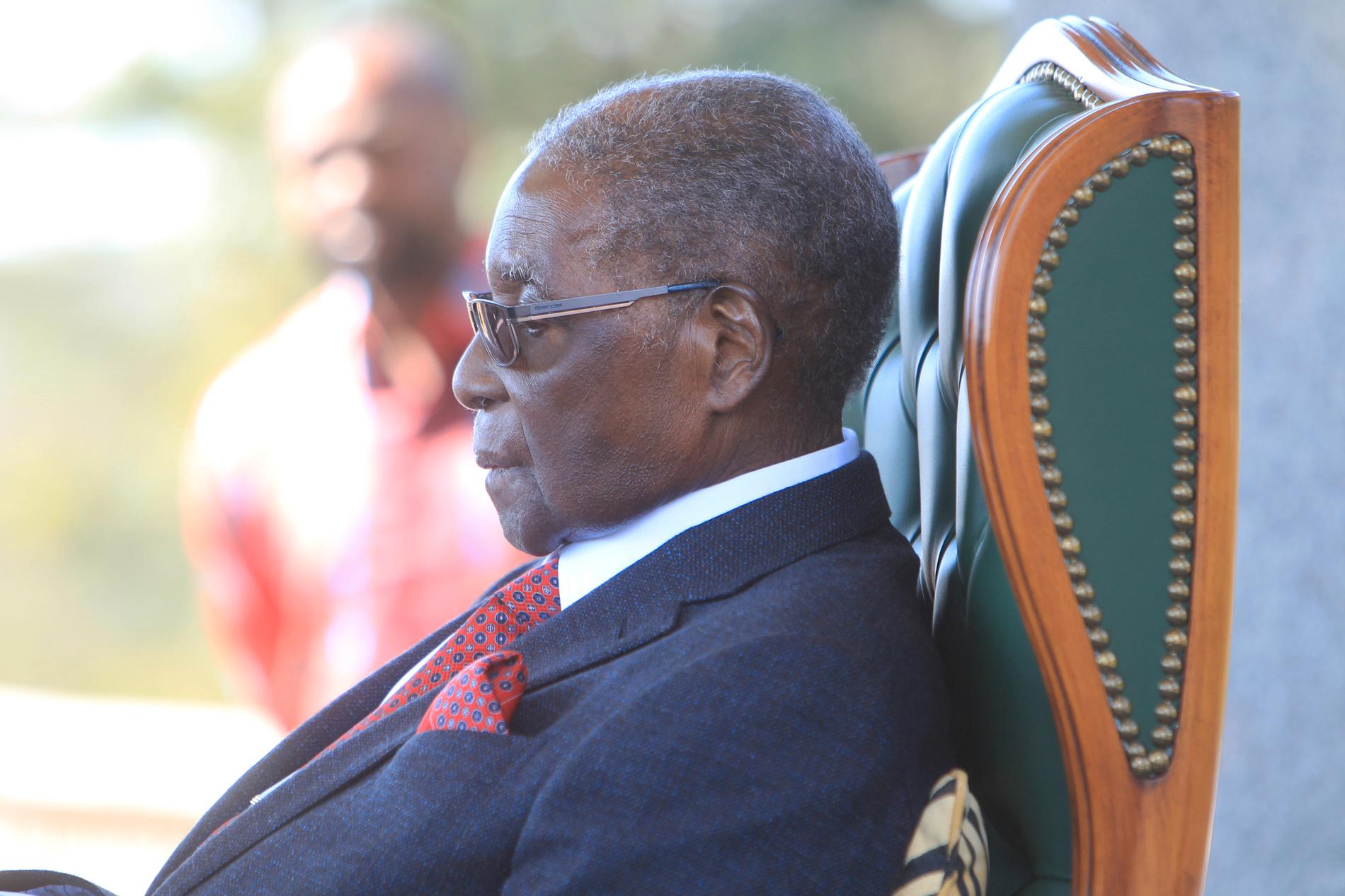 Zimbabwes tidigare president Robert Mugabe, nu 94 år. Bild från juli i år.
