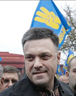 Oleh Tyahnybok, ledare för Svoboda. Foto: AP