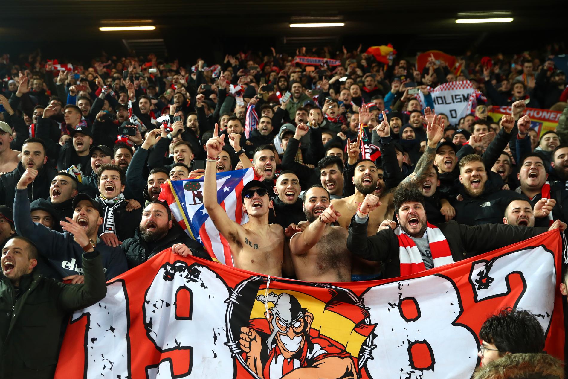 Atlético-fansen firar segern mot Liverpool