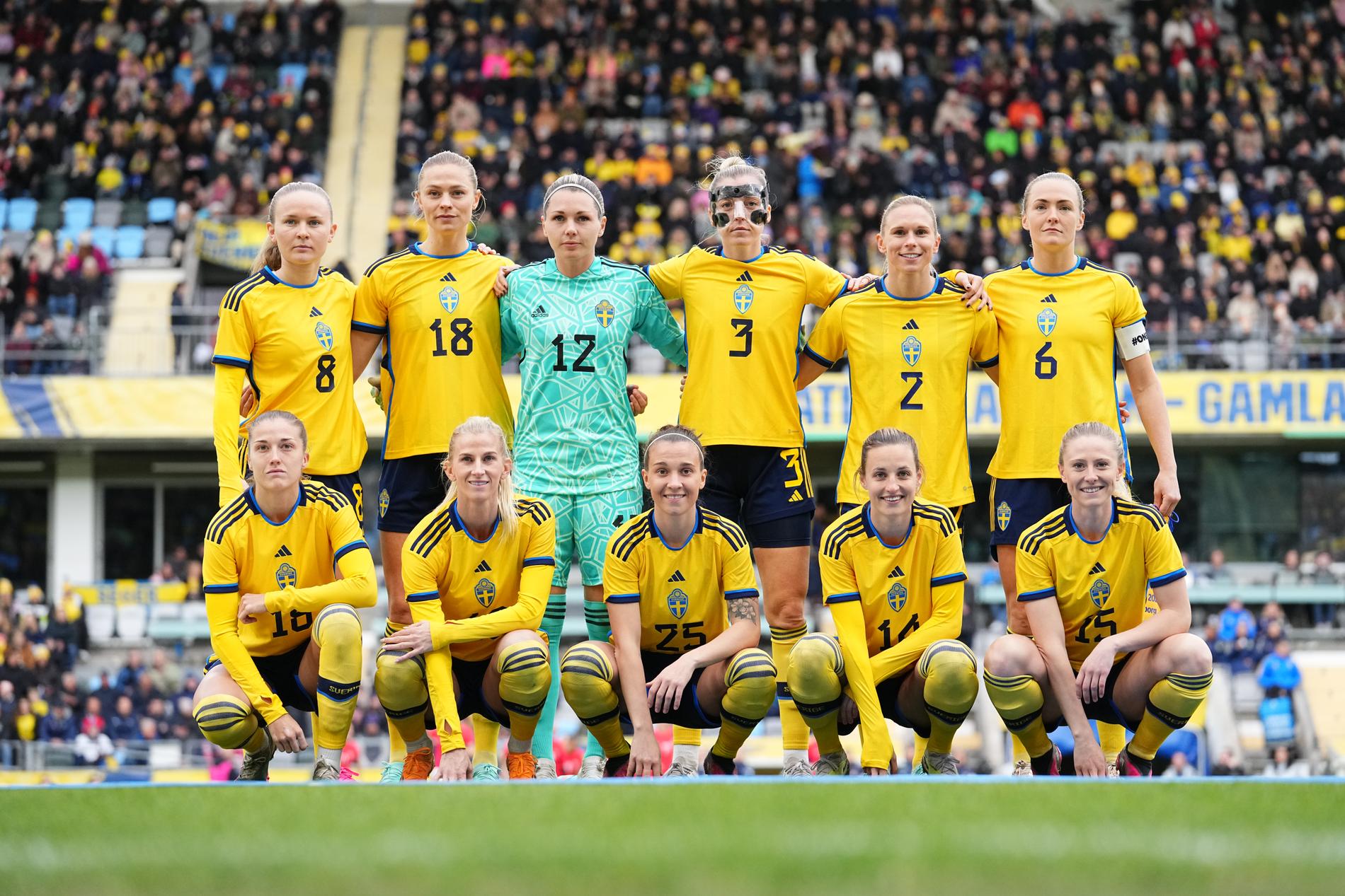 Sveriges startelva i VM-genrepet mot Norge.