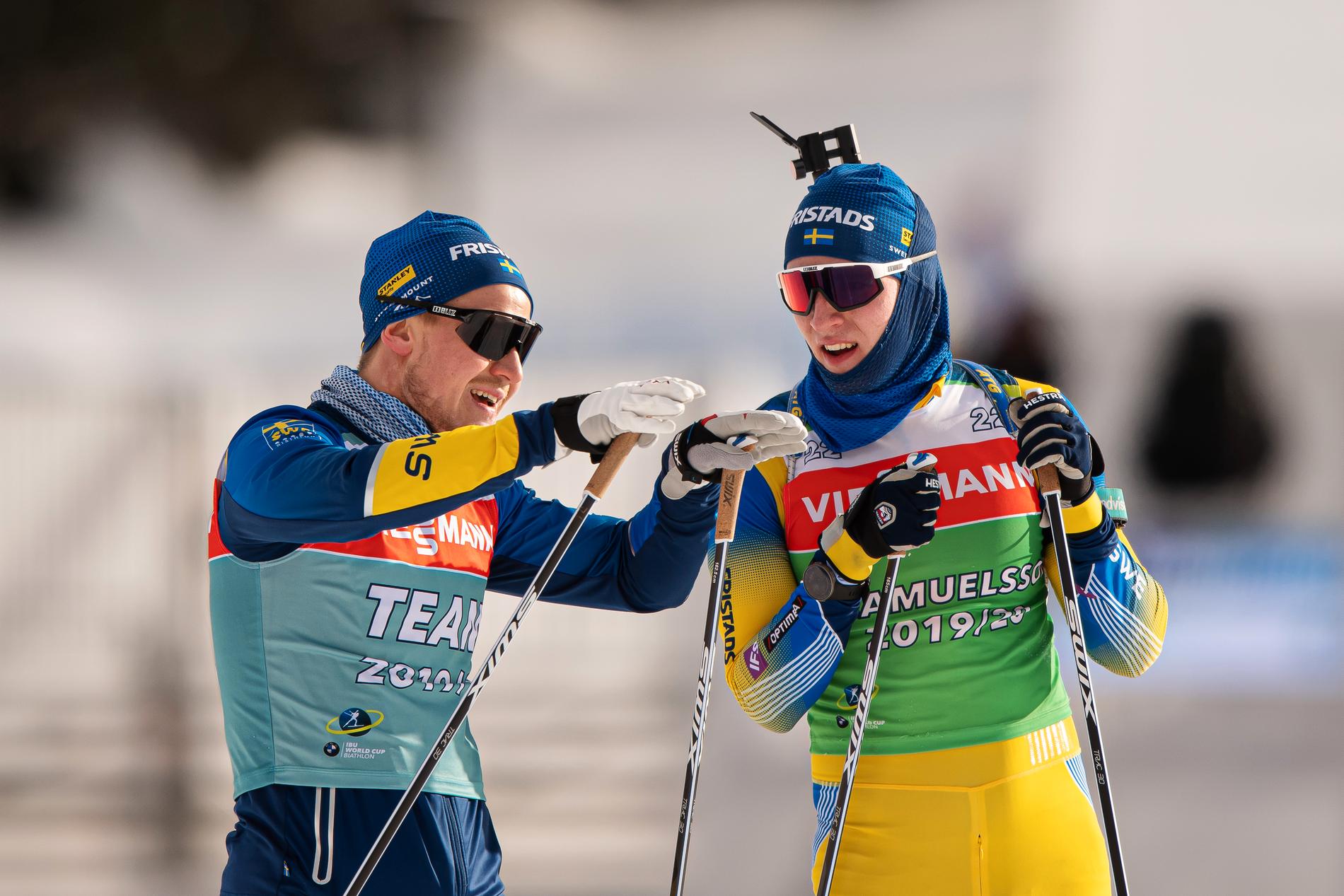 Johannes Lukas och Sebastian Samuelsson under VM i Antholz 2020 