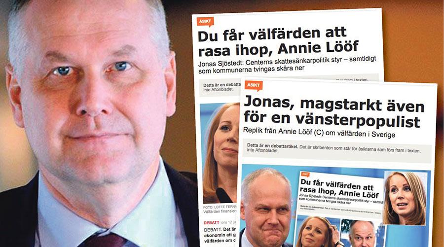 Det blir märkligt när Annie Lööf skyller sin egen politik på Vänsterpartiet. Det är nu besluten om nedskärningar och skattesänkningar för rika män kommer, skriver Jonas Sjöstedt.