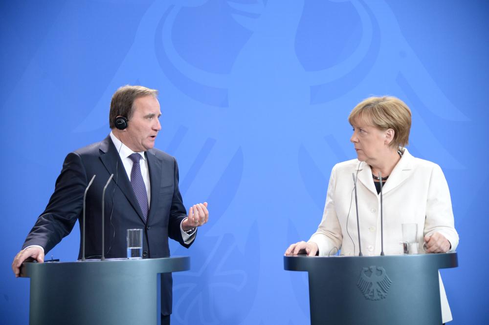 Löfven och Angela Merkel – i kväll träffar han Österrikes förbundskansler Werner Faymann.
