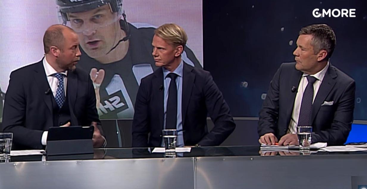 Thomas Andersson (höger) med Niklas Wikegård (mitten) och Petter Rönnqvist i studion.