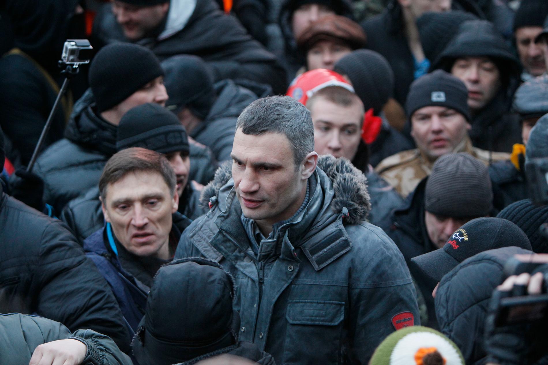 Vitaly Klitchko, nu borgmästare i Kiev, vid protesterna i Ukraina 2014.