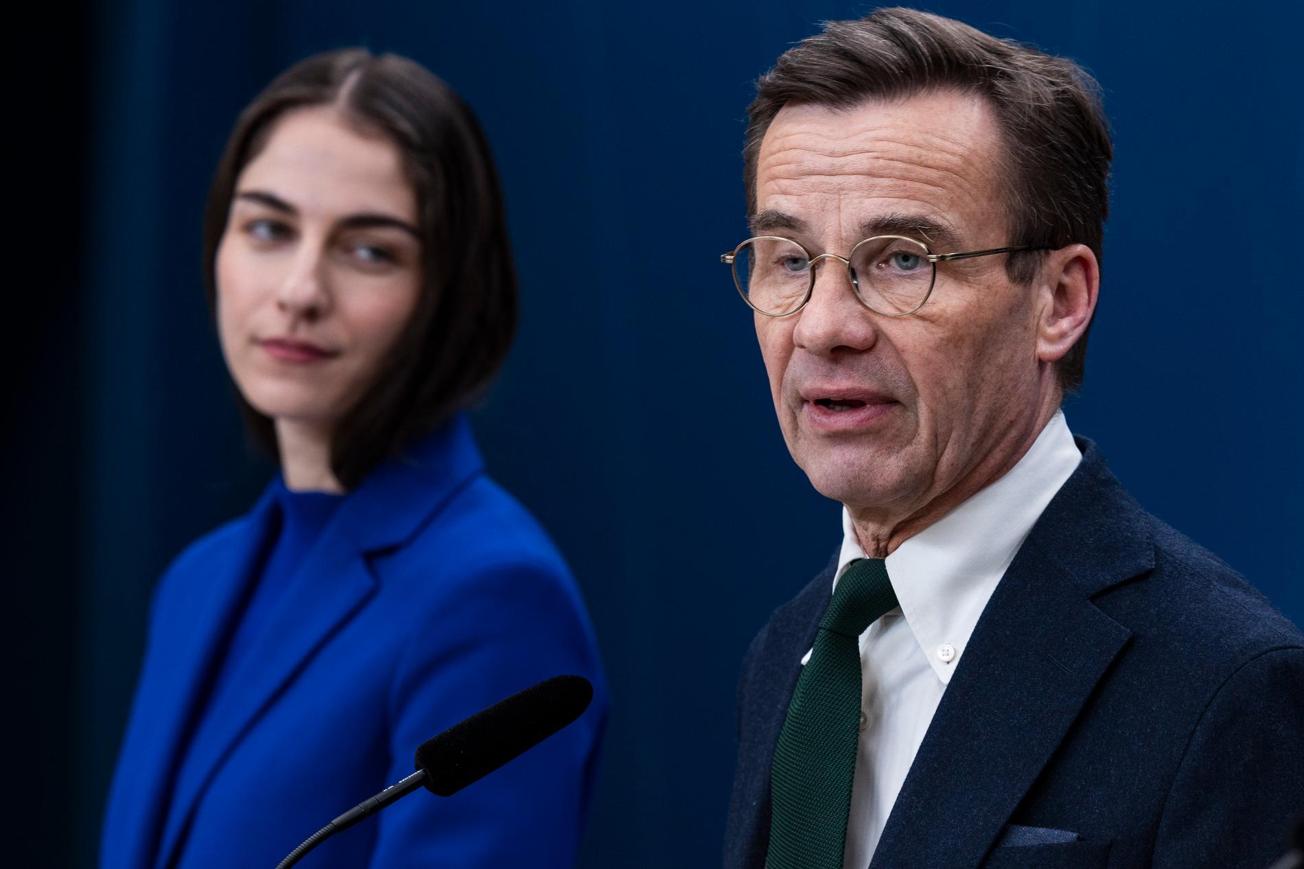 Klimat- och miljöminister Romina Pourmokhtari och statsministern Ulf Kristersson.