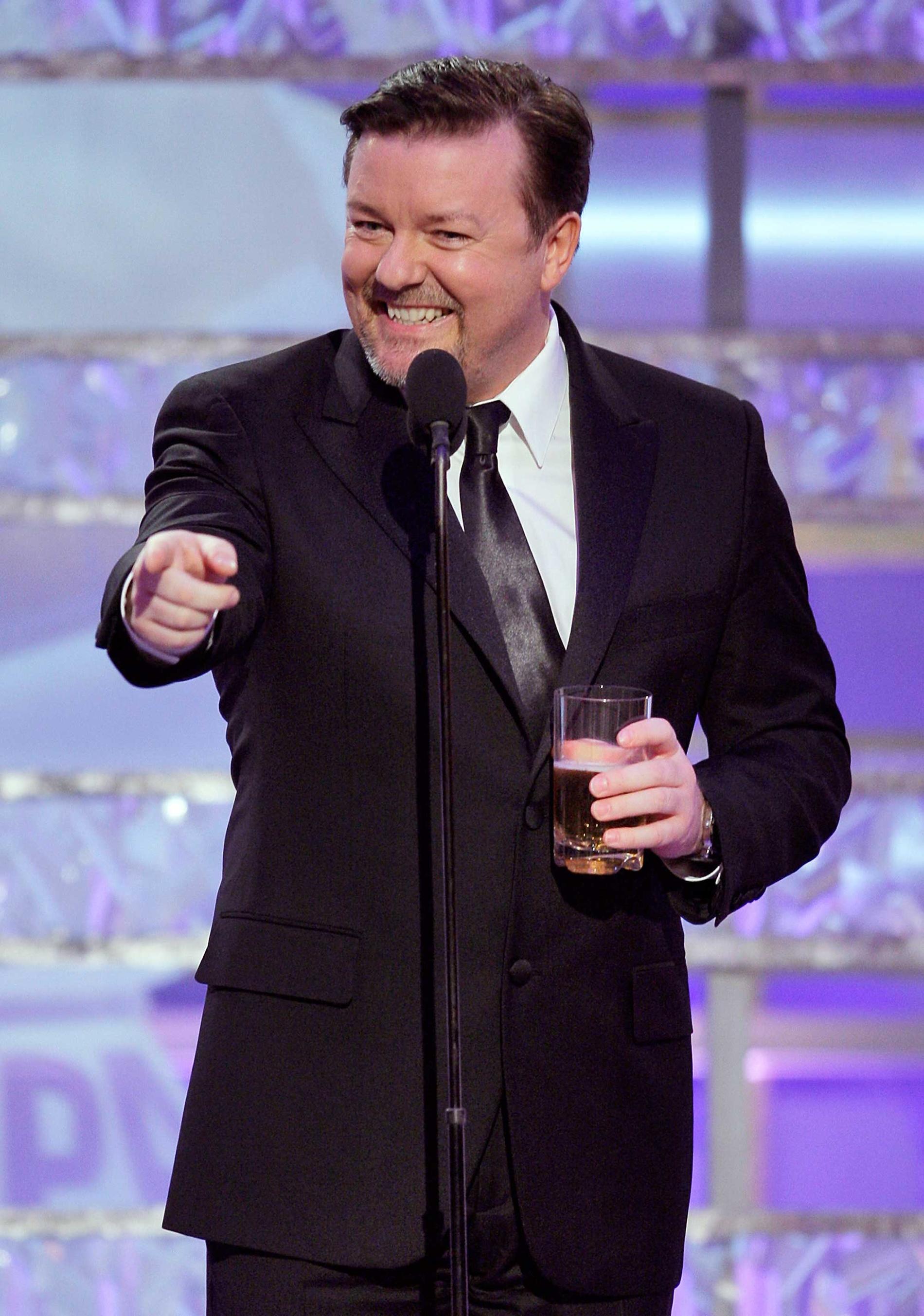 Ricky Gervais på Golden Globe 2009. Komikern leder galan även denna gång.