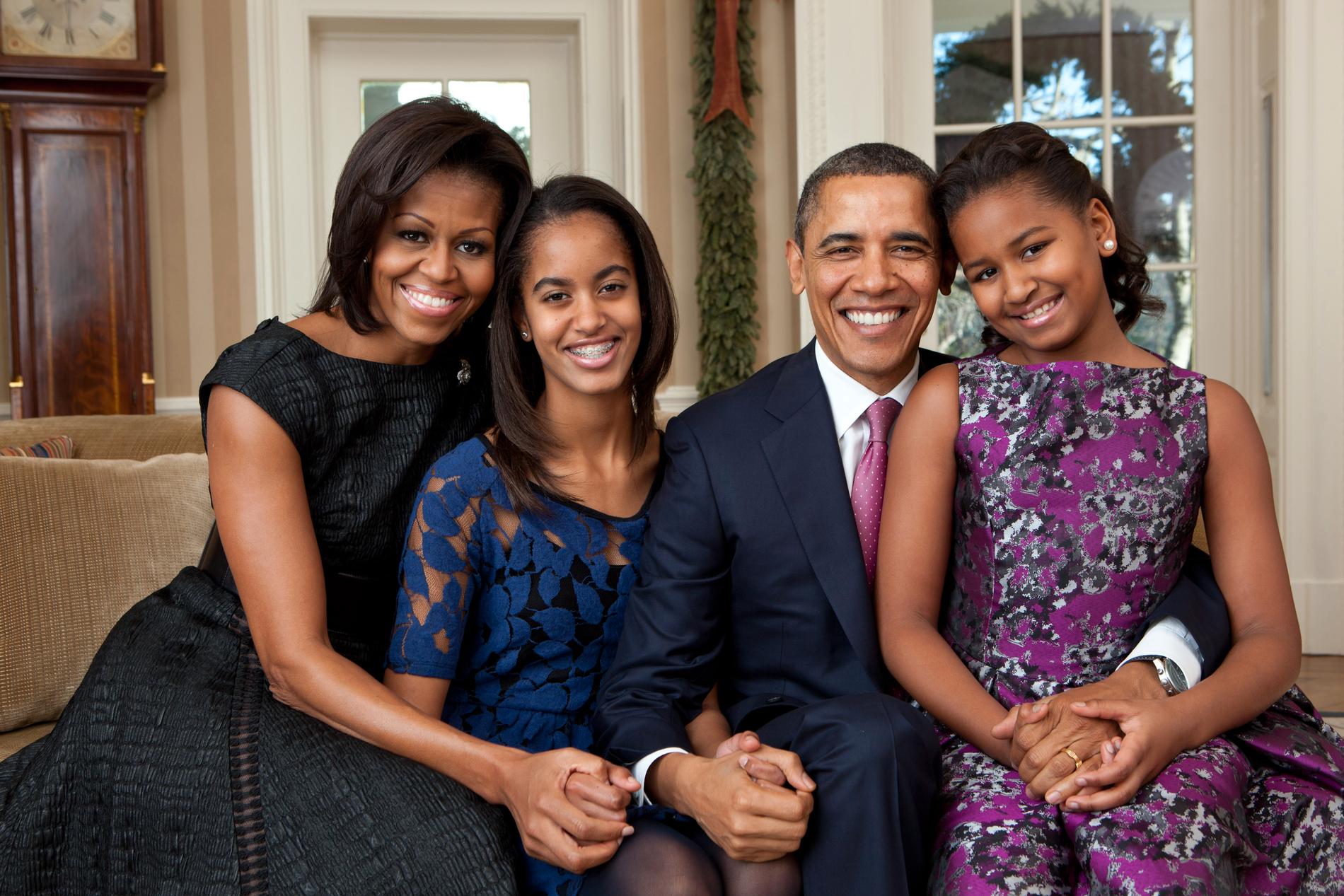 Med familjen, i Ovala rummet i december 2011.