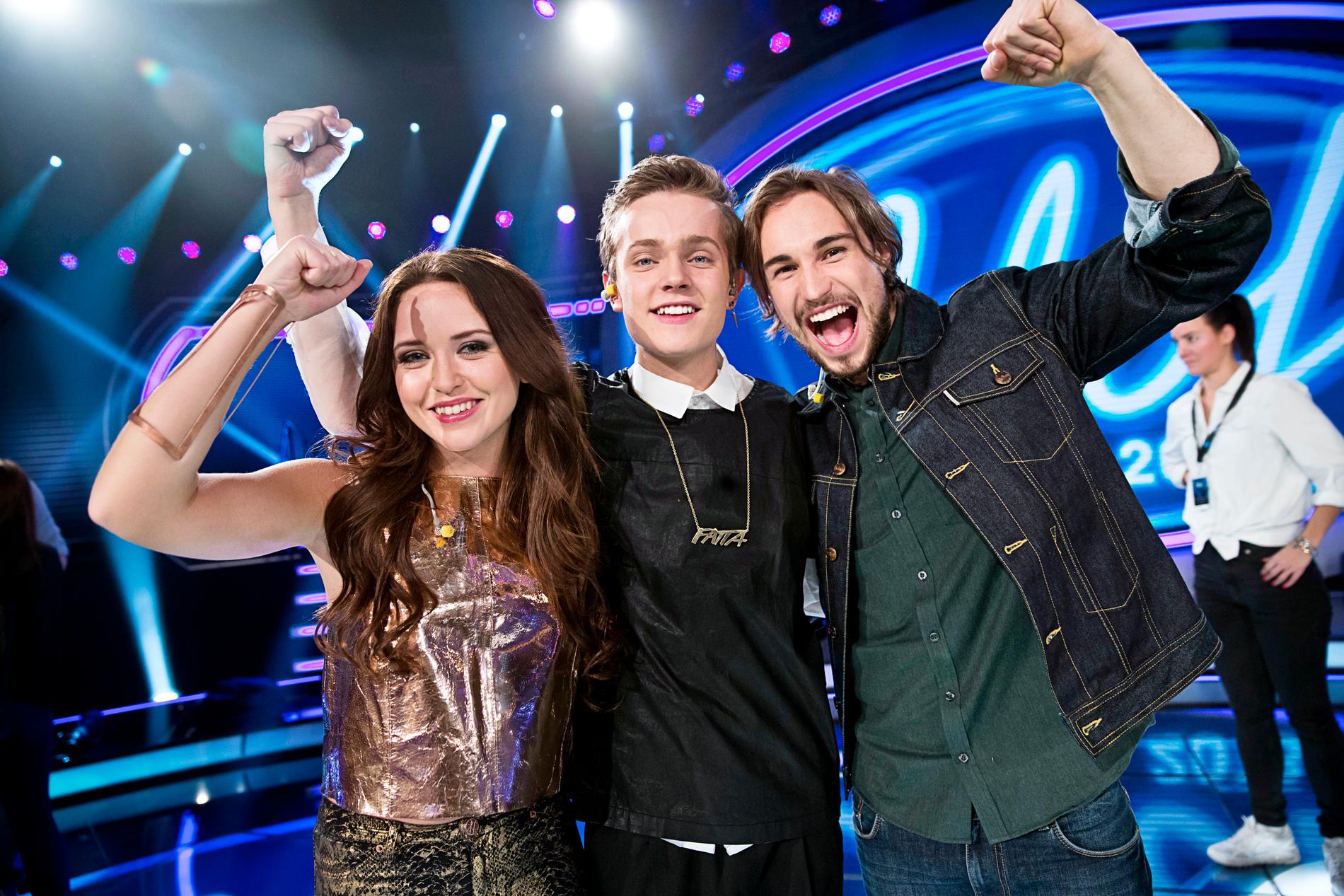 Erik Rapp, i mitten, kom trea i ”Idol” 2013