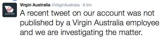 Virgin Australia har sedan händelsen gått ut med ett officiellt uttalande på sin Twitter-sida.