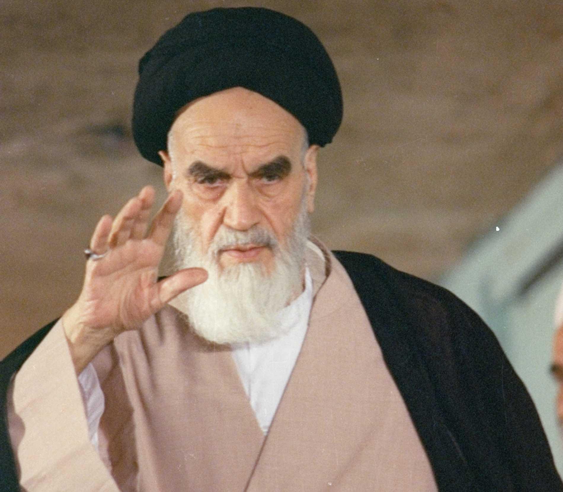 Ayatollah Khomeini, dåvarande ledare för Iran.