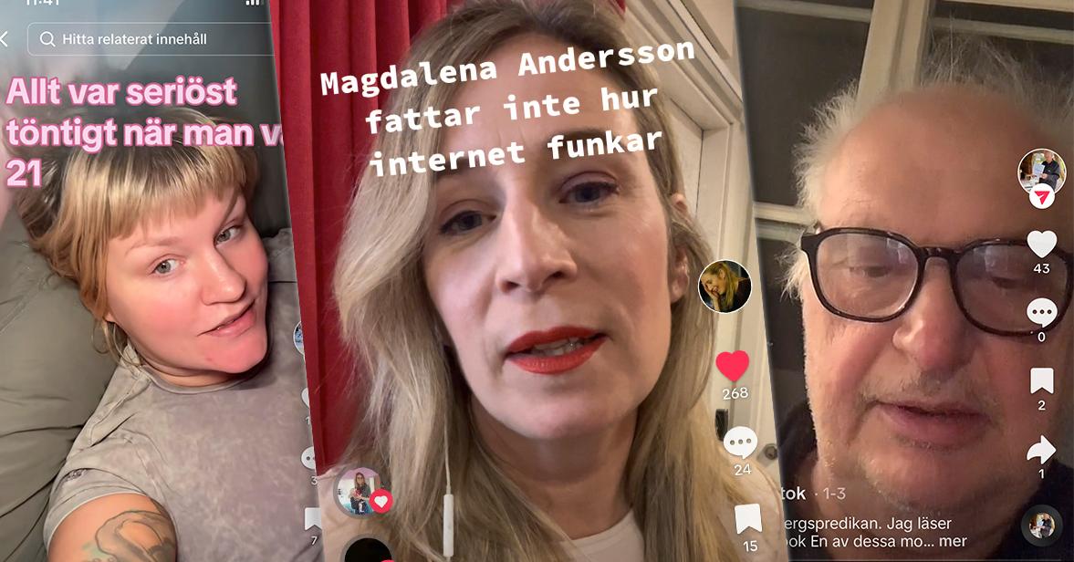 Tone Schunnesson, Karin Pettersson och Göran Greider på Tiktok.