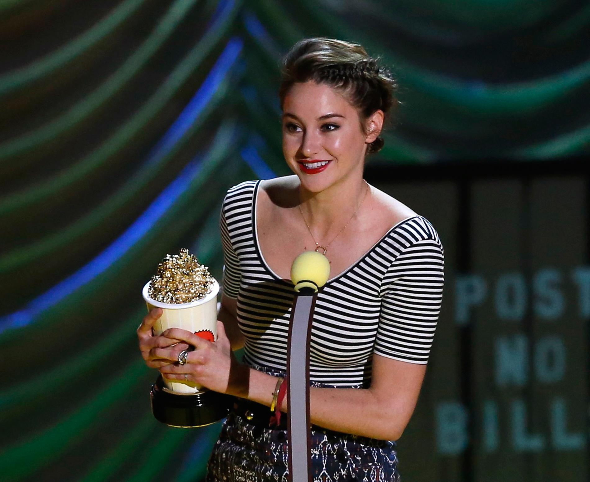 Shailene Woodley fick priset för Best female performance i ”Förr eller senare exploderar jag”.
