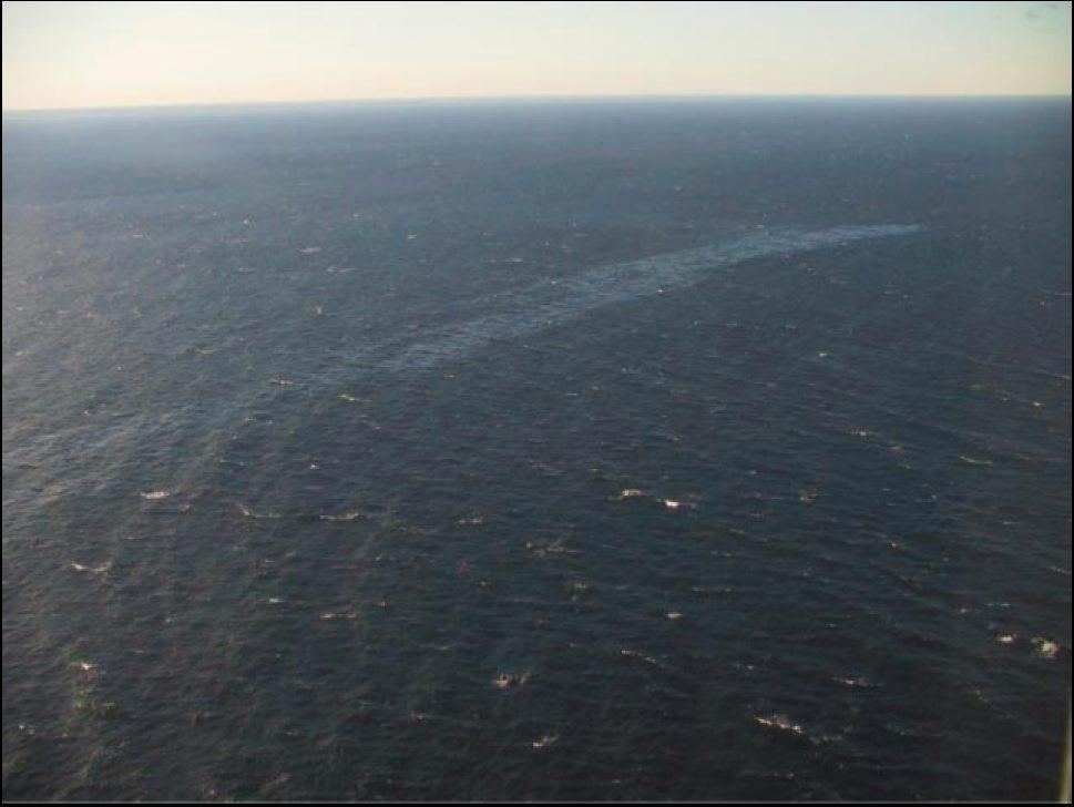 Oljeläckage från det förlista fartyget Finnbirch utanför Öland. Arkivbild.