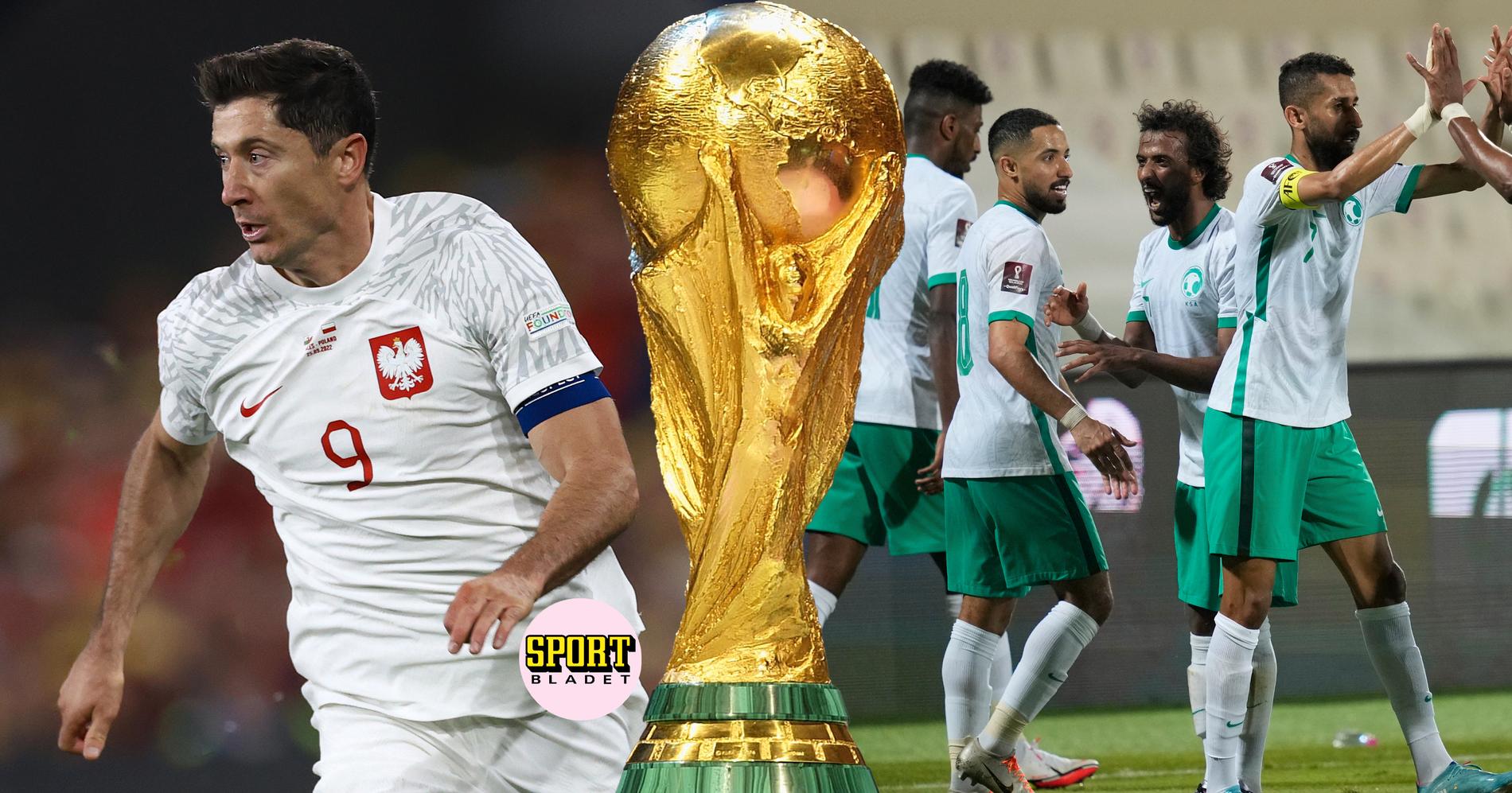 Polen möter Saudiarabien i fotbolls-VM 2022. 
