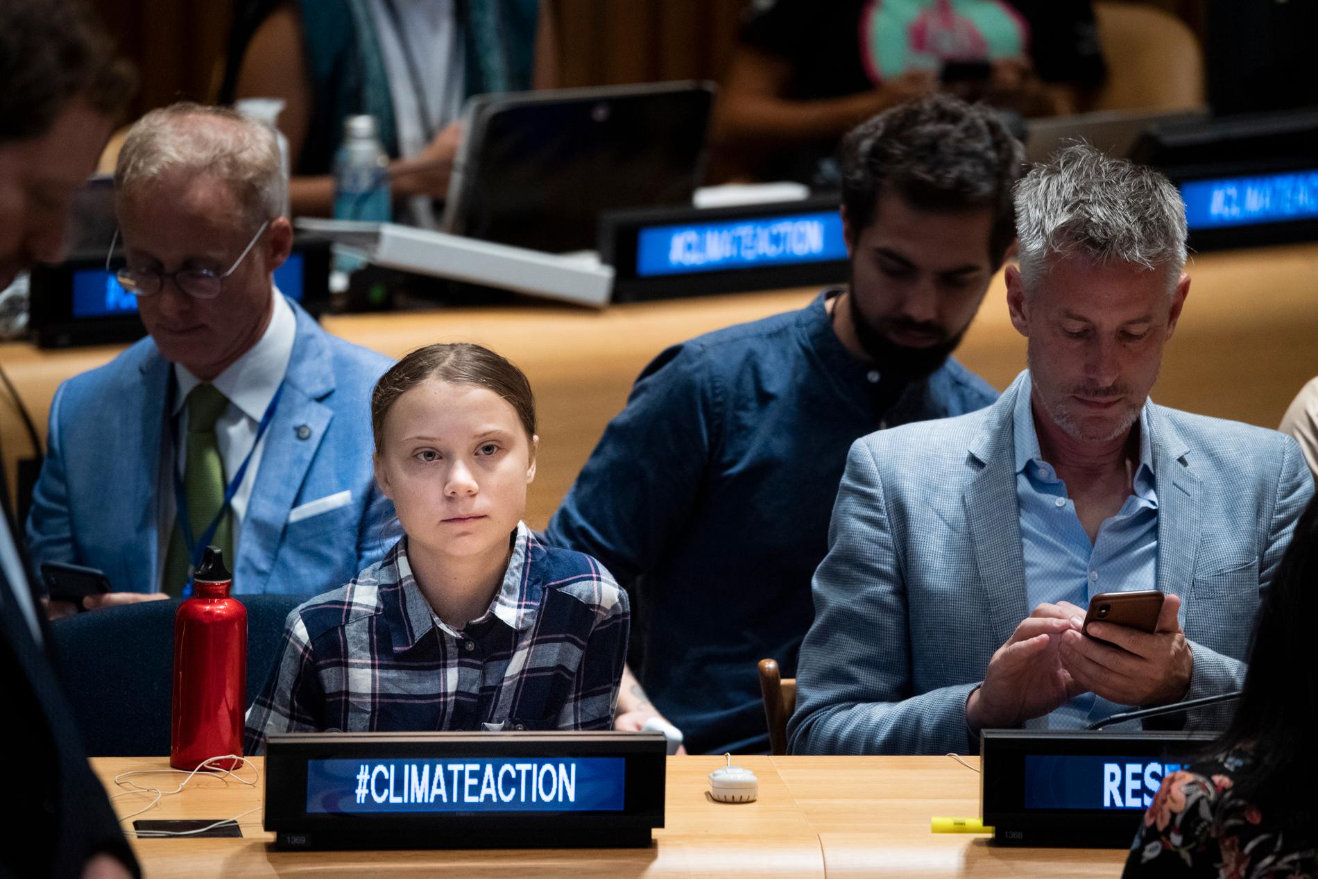 Greta Thunberg på FN:s klimat-toppmöte i New York. 