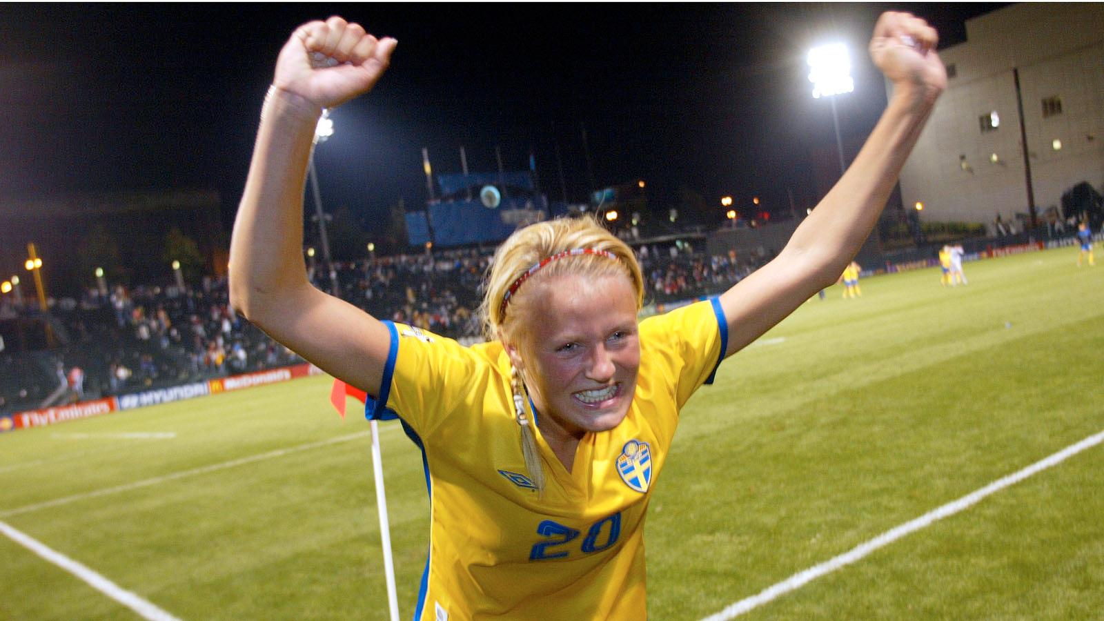 Josefine Öqvist efter 2–1 mot Kanada i VM 2003.