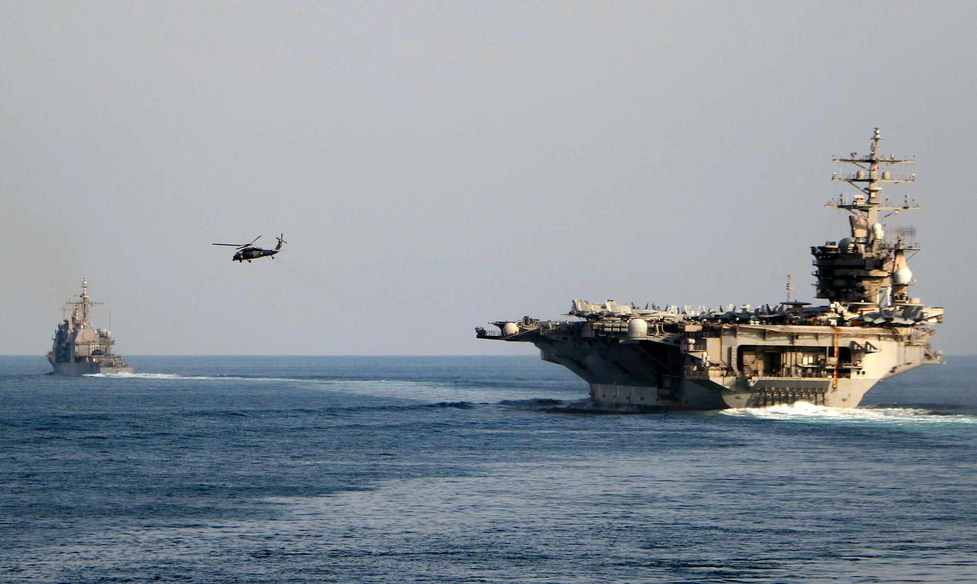USA har samlat en internationell flottstyrka för att slå vakt om sjöfarten i Röda havet. Pressbild.