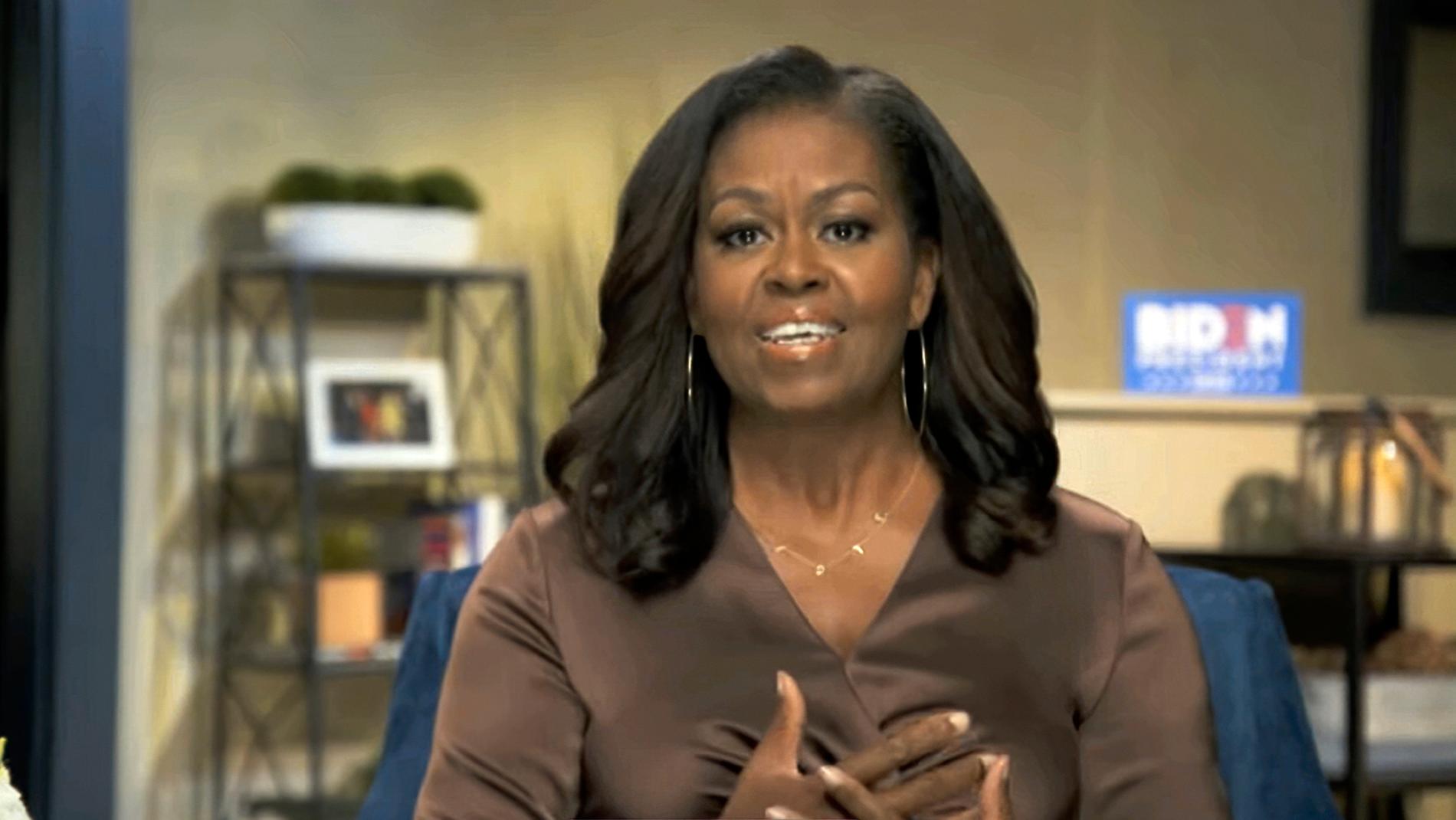 Michelle Obamas förinspelade tal sändes under konventets första kväll.