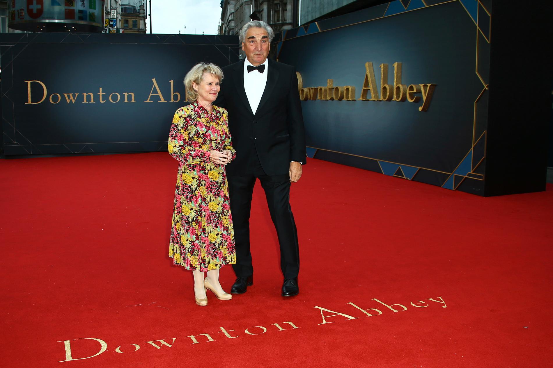 Skådespelarna och paret Imelda Staunton och Jim Carter som båda medverkat i "Downton Abbey"-filmerna. Arkivbild.