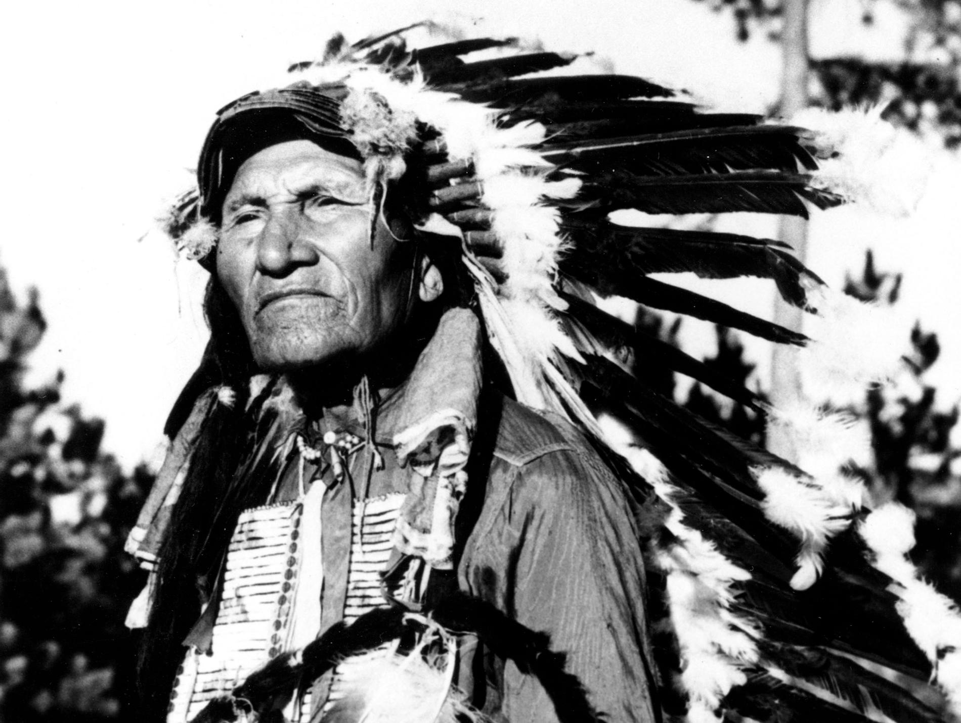 Originalet. Odaterat foto av Sitting Bull, död 1890.